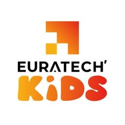 Logo d'Euratech Kids avec un symbole carré orange dégradé et le texte en français.