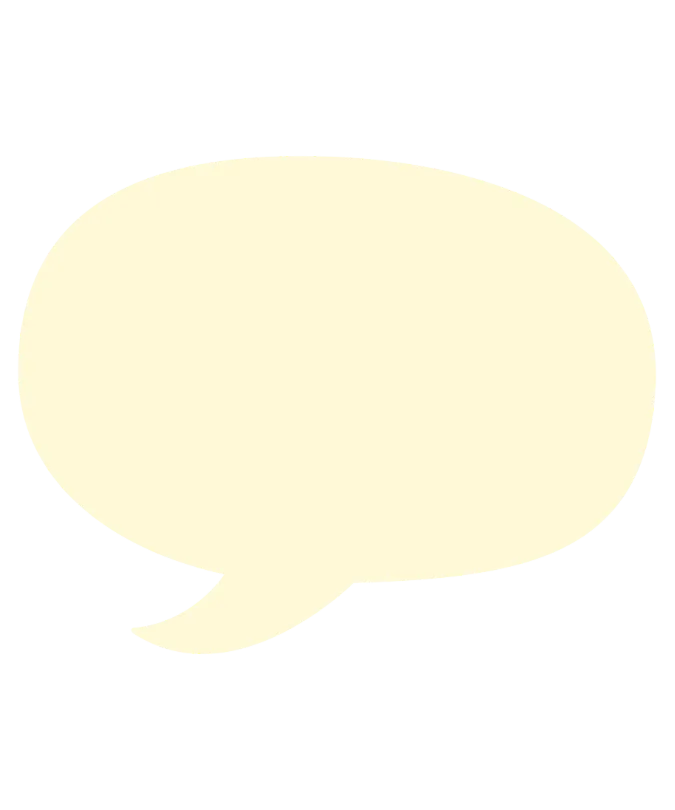 Une bulle de dialogue de style bande dessinée de couleur beige clair sur un fond noir.