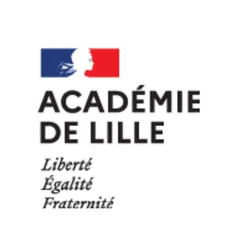 Logo de l'Académie de Lille avec un symbole tricolore et les mots 'Liberté, Égalité, Fraternité'.